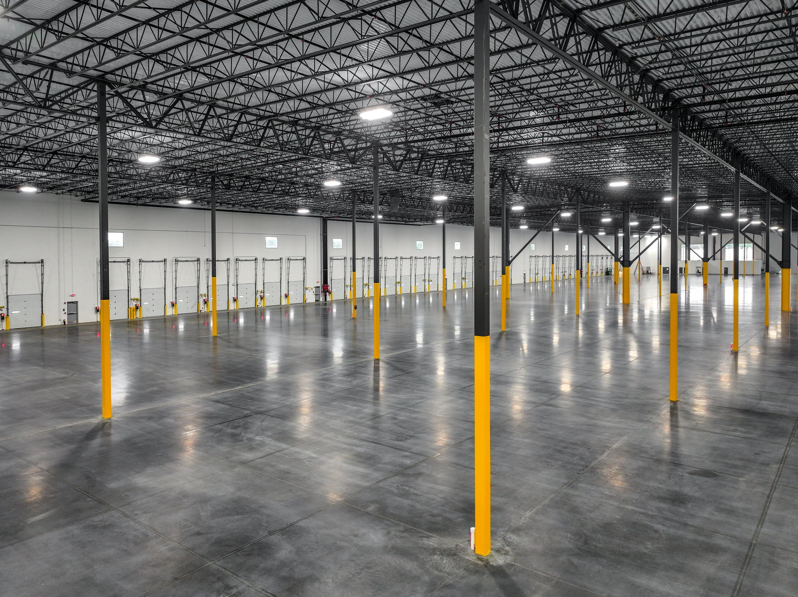 Warehouse interior with loading docks