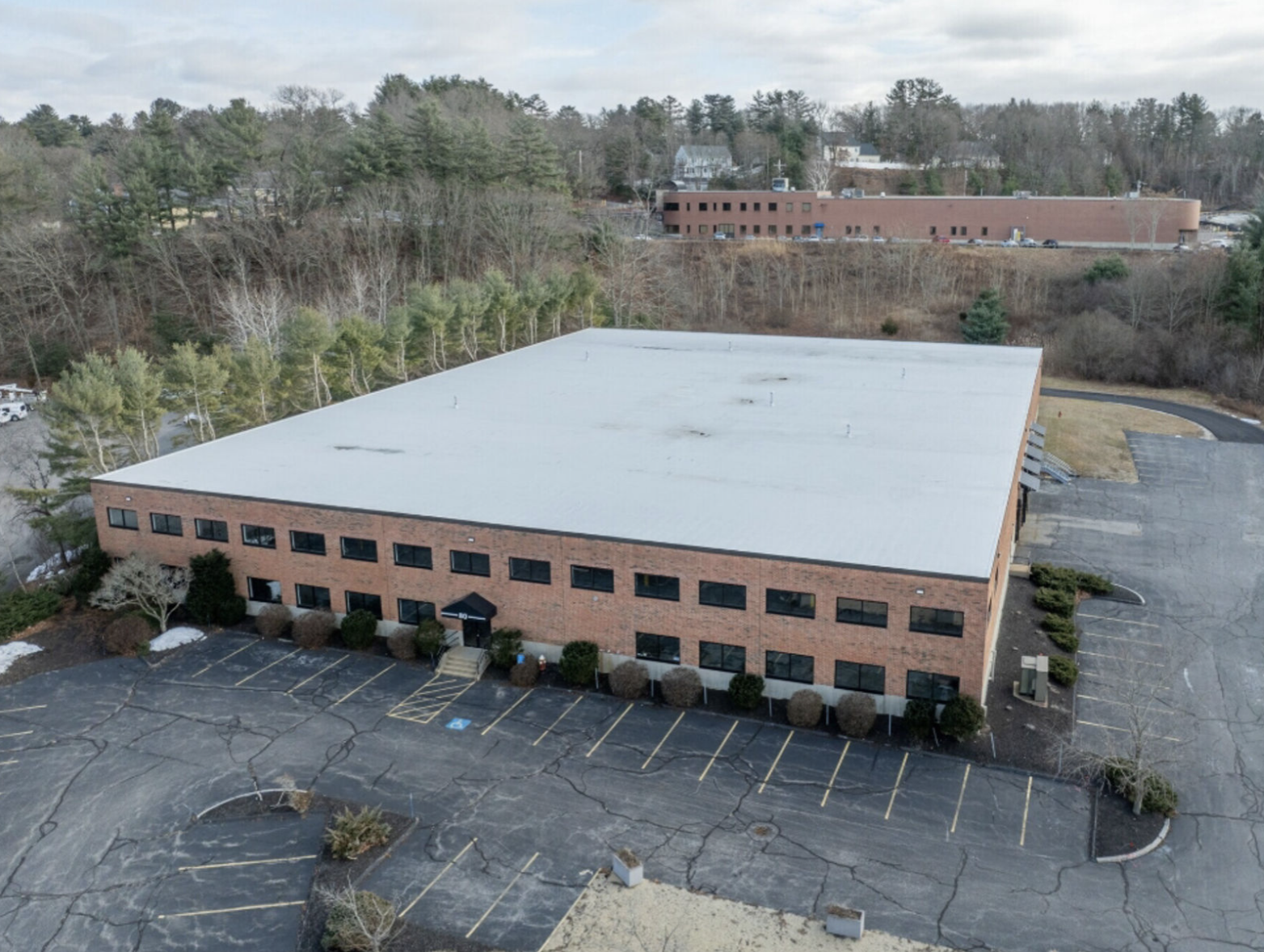 Aerial view of 80 Shawmut Road in Canton