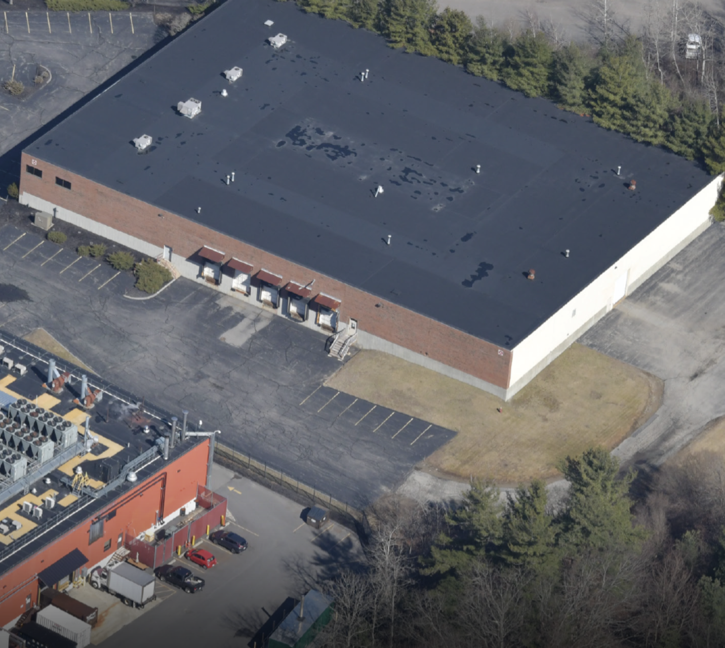 Aerial view of the roof and loading area
