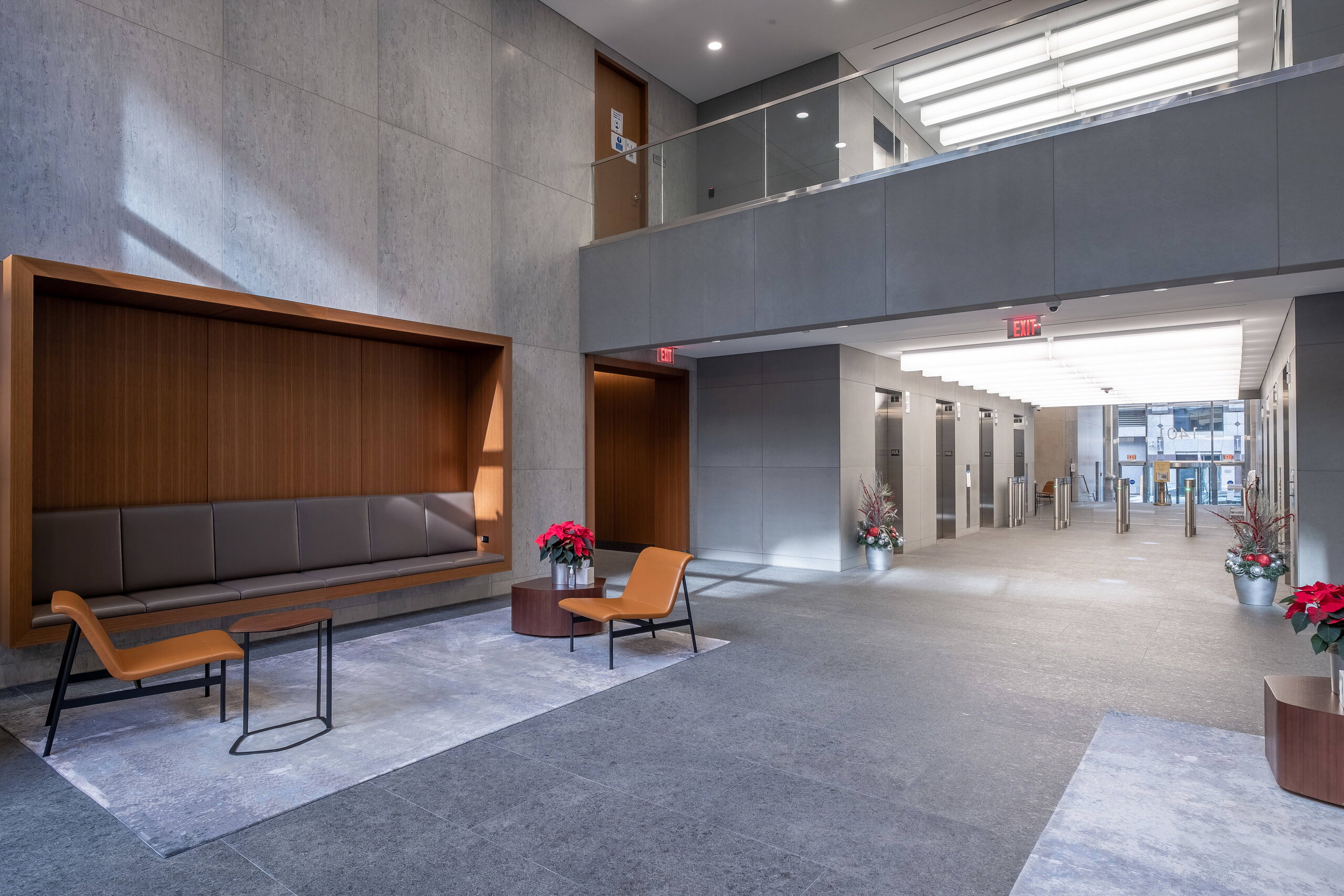 Modern office lobby at 1401 H St NW