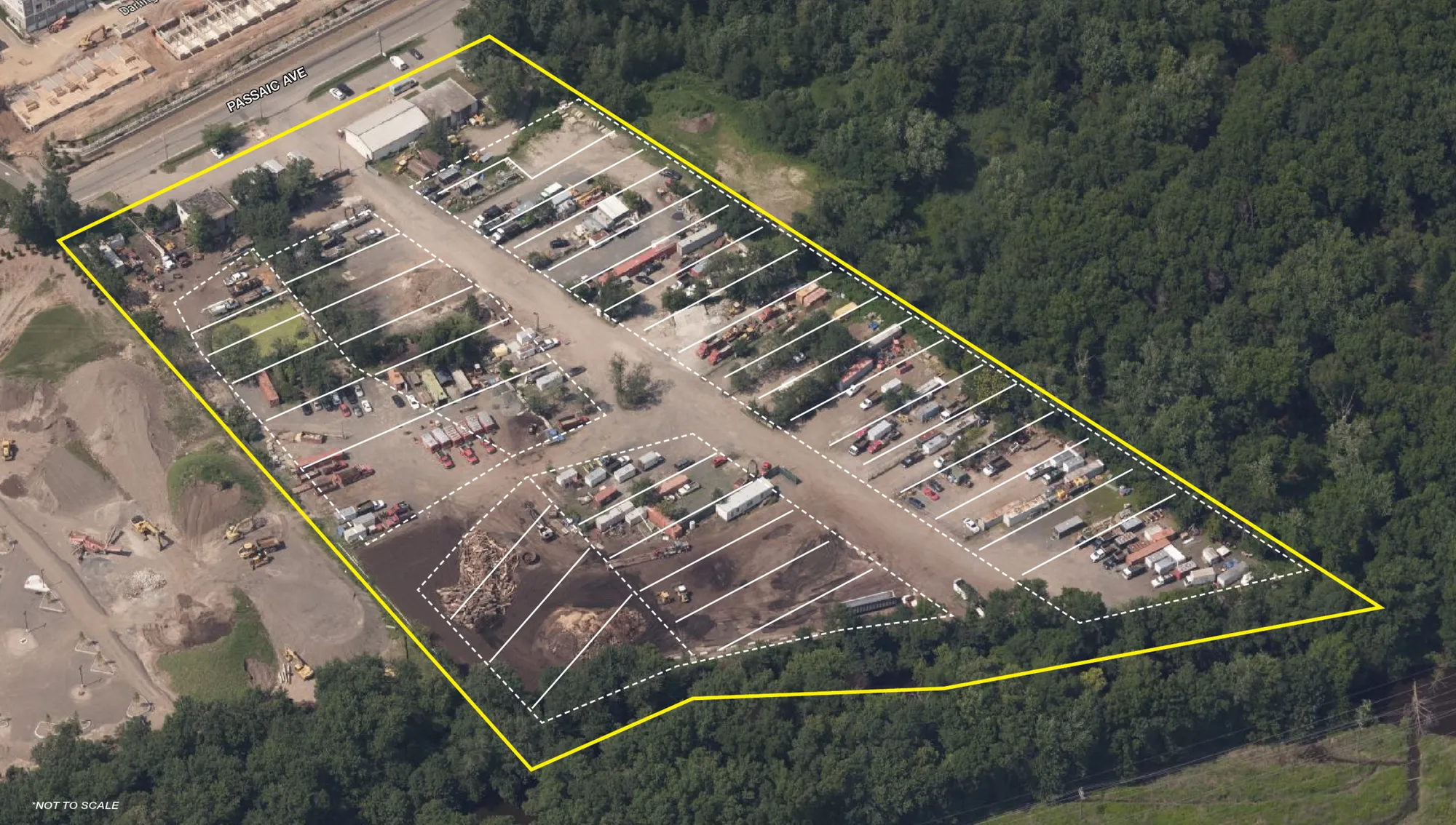Aerial view with the property boundary outlined