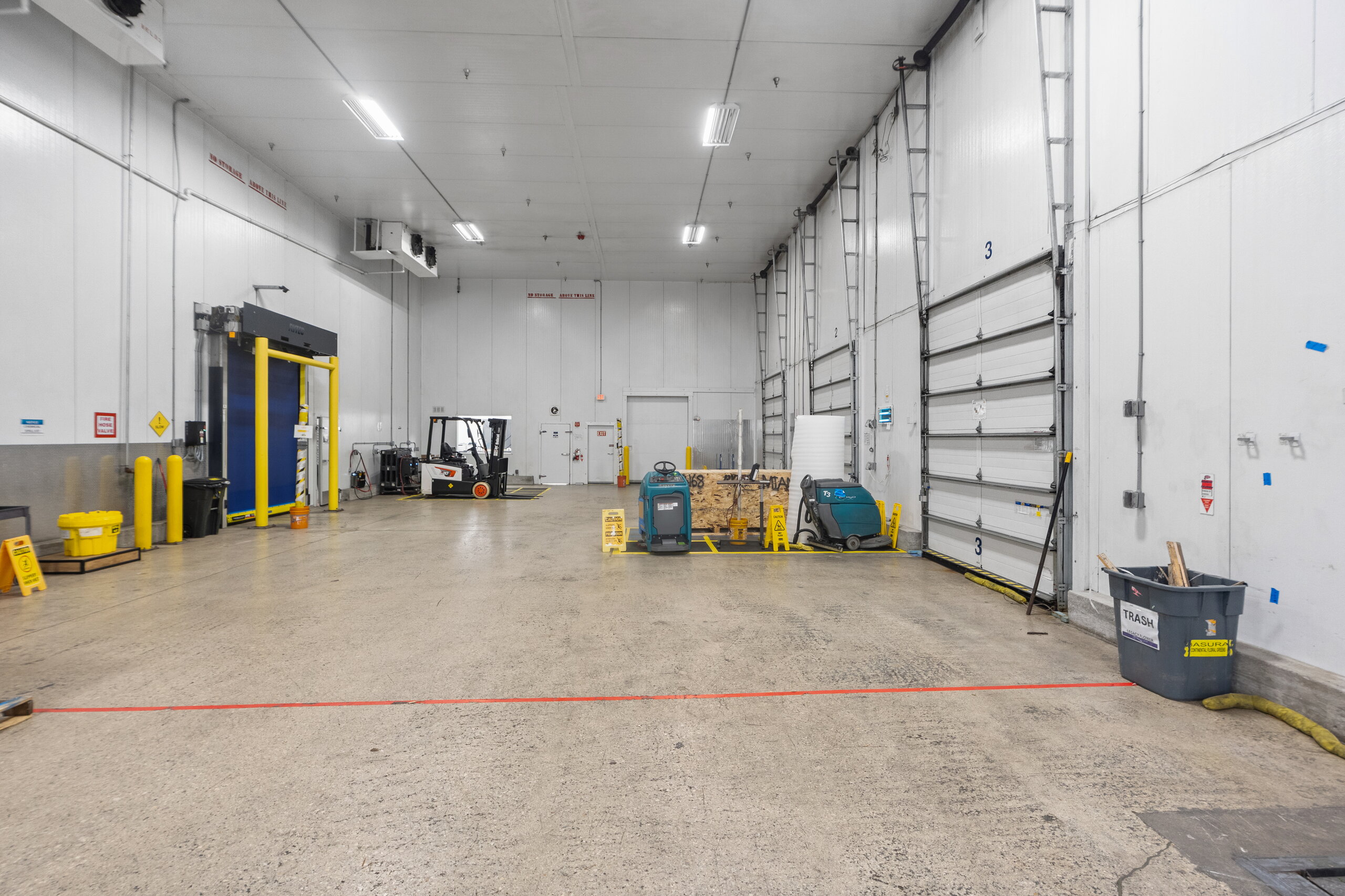 Warehouse interior with industrial features