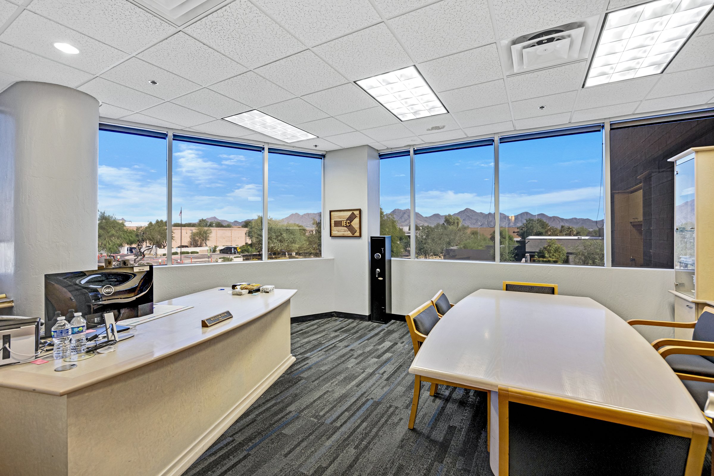 Finished office area with mountain views