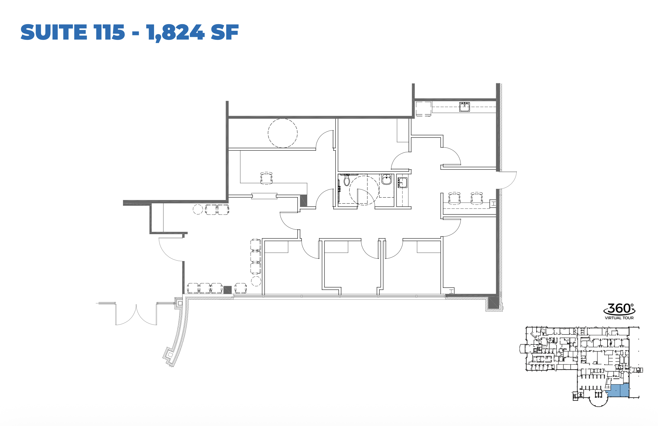 Interior tenant lounge at Prestonwood Medical Center