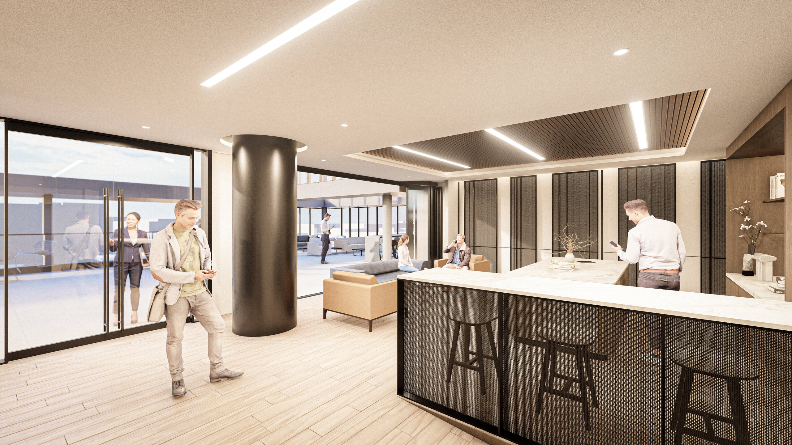 Hospitality bar and tenant gathering space