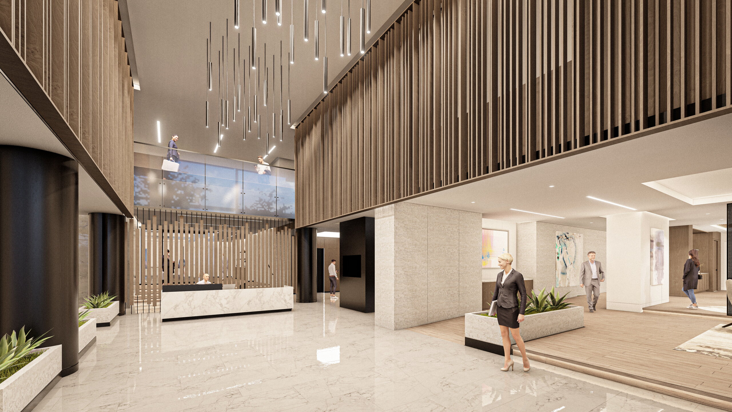 Renovated lobby at 1331 L Street NW