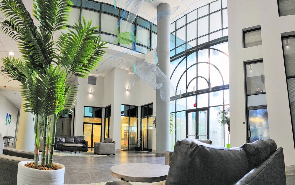 Three-story atrium lobby at Bradenton Financial Center