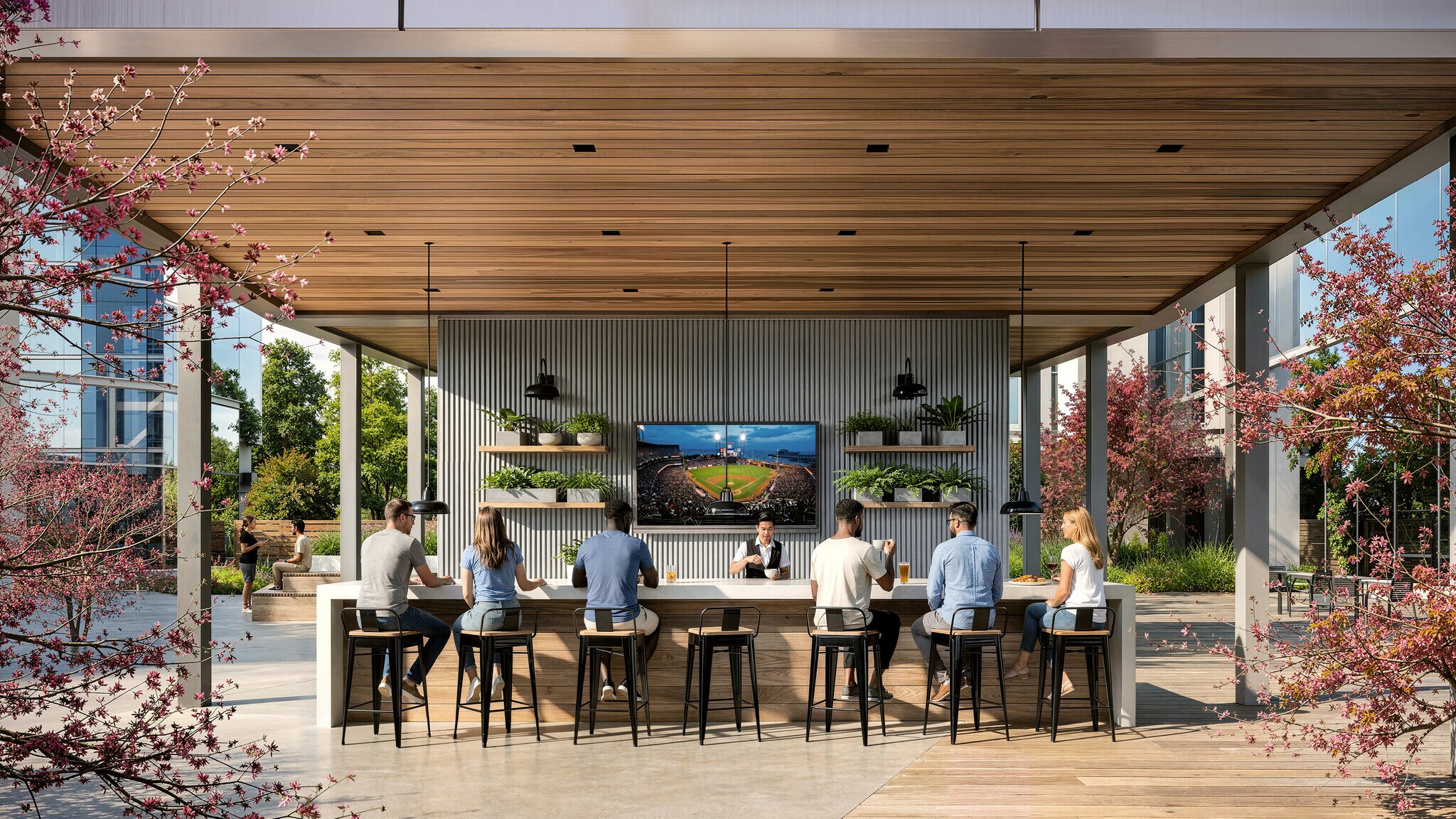 Outdoor collaboration lounge