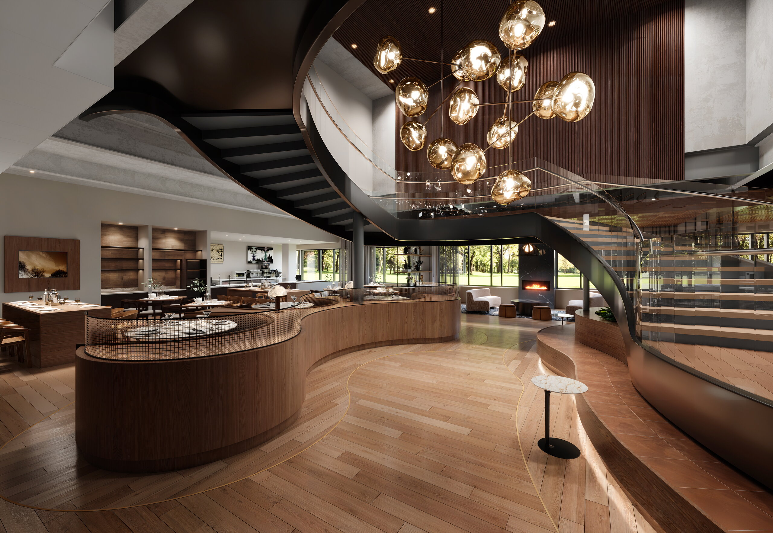 Rendering of the cafe and tenant lounge