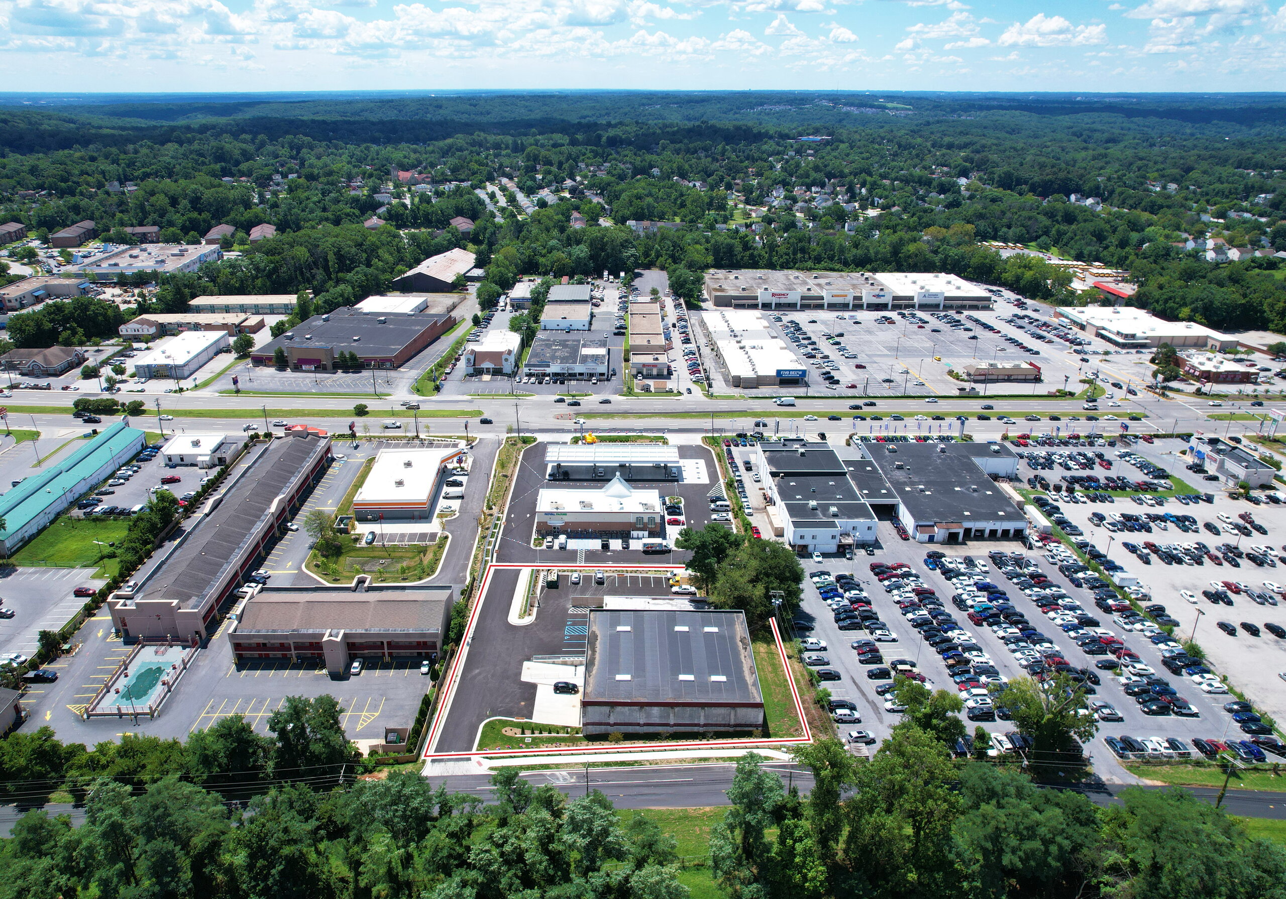Aerial view showing the property and Baltimore National Pike