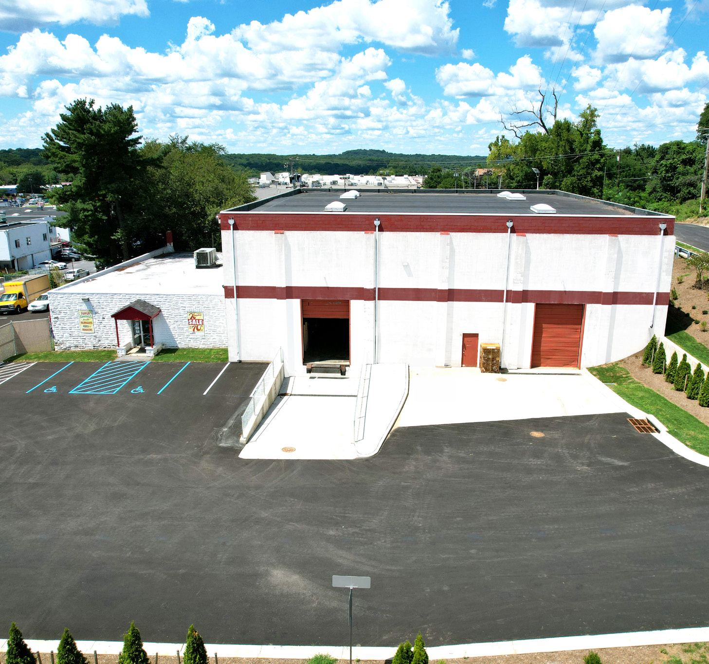 Aerial view of the 1.09-acre property