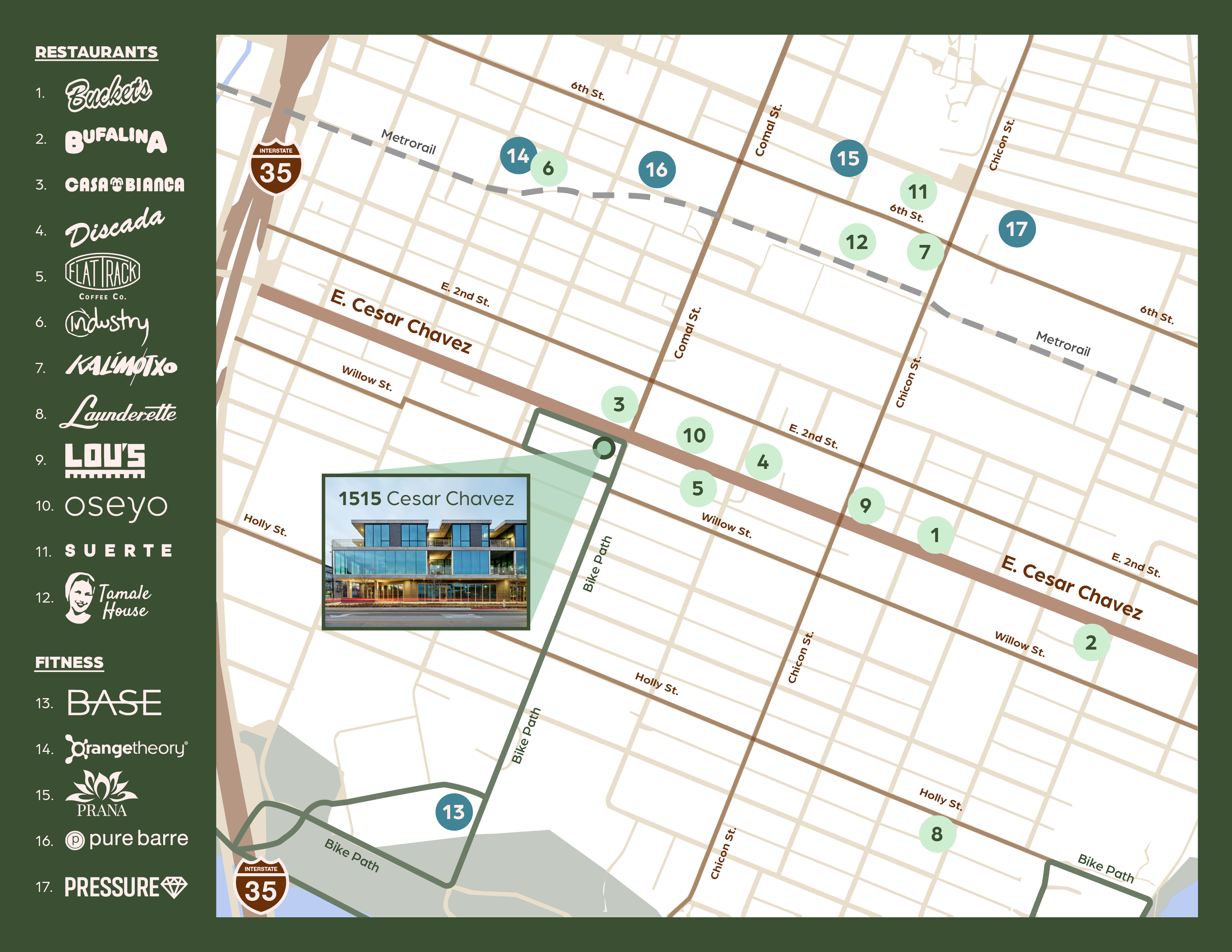 Location map for 1515 E Cesar Chavez St