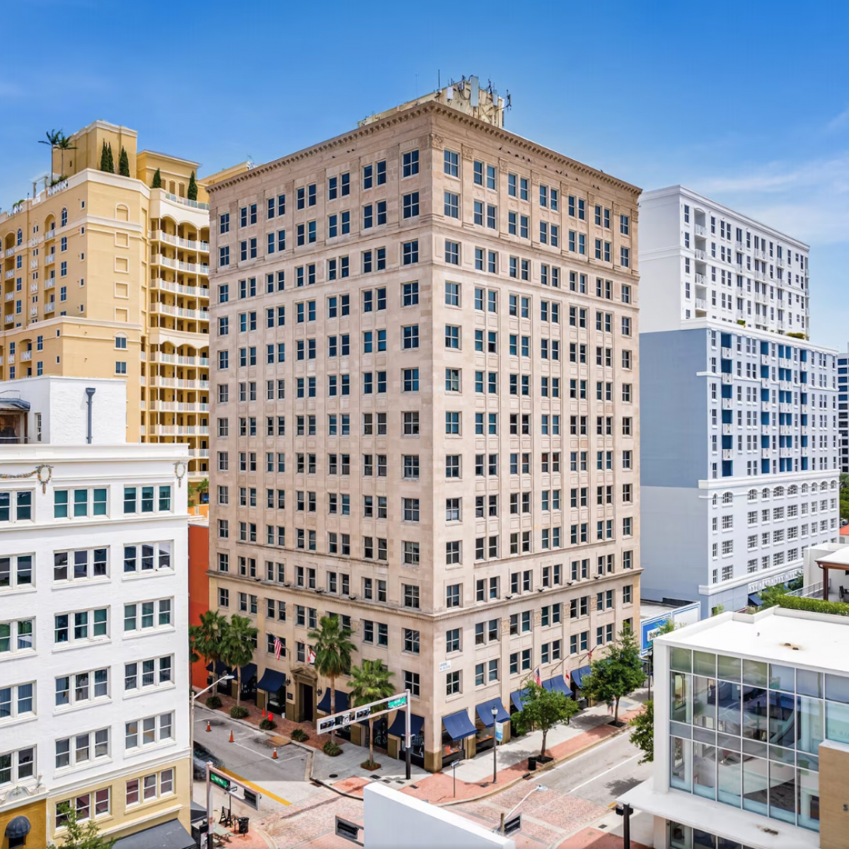 The Harvey Building and its downtown surroundings