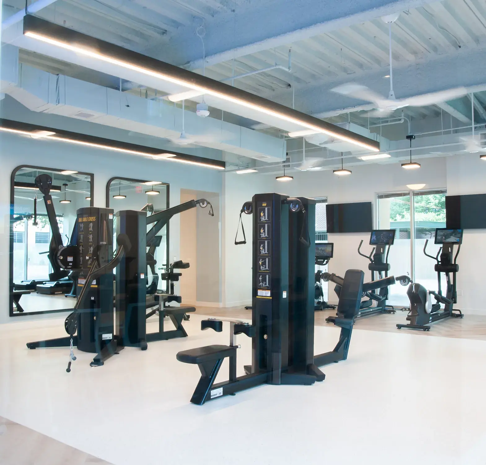 Fitness center at Two Addison Circle