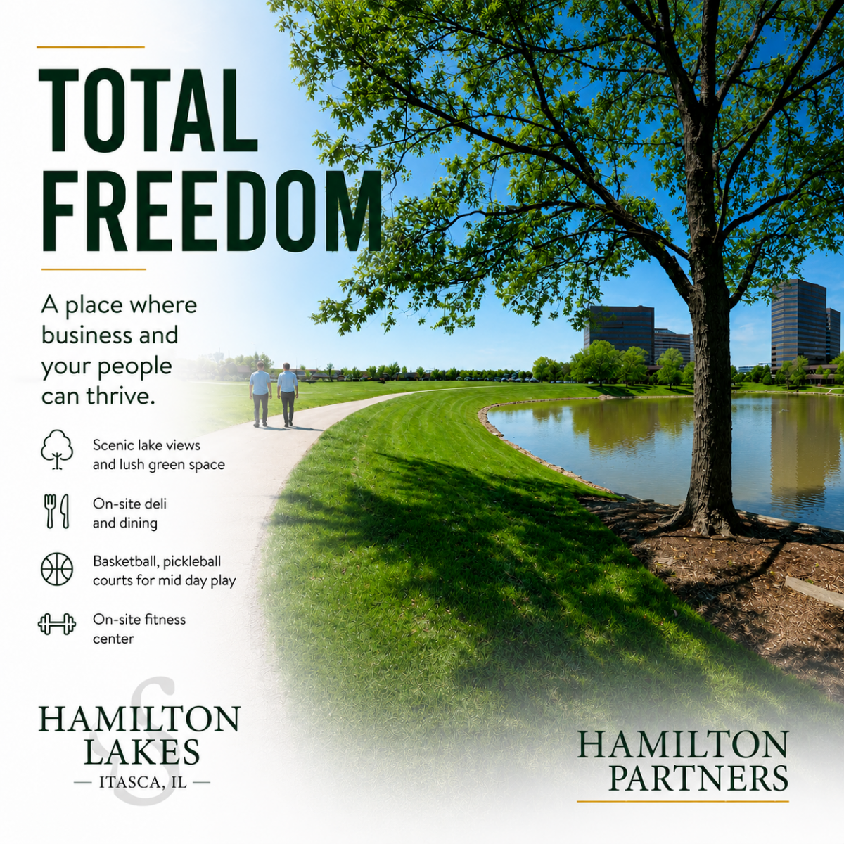 Landscaped Hamilton Lakes campus