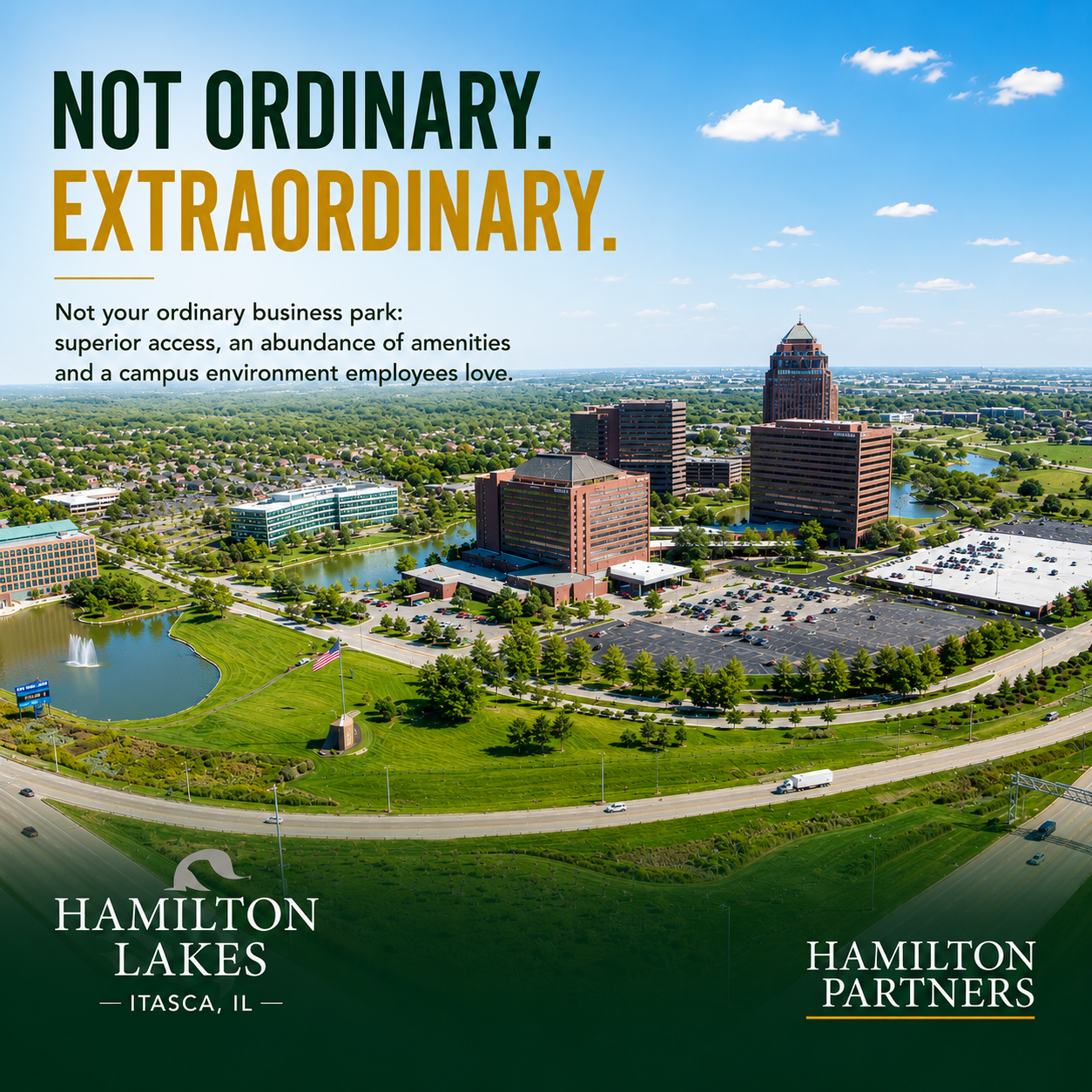 Aerial view of Hamilton Lakes
