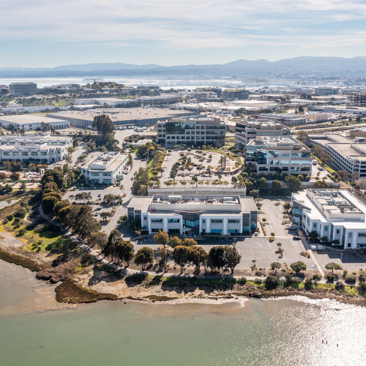 Waterfront campus setting at Oyster Point