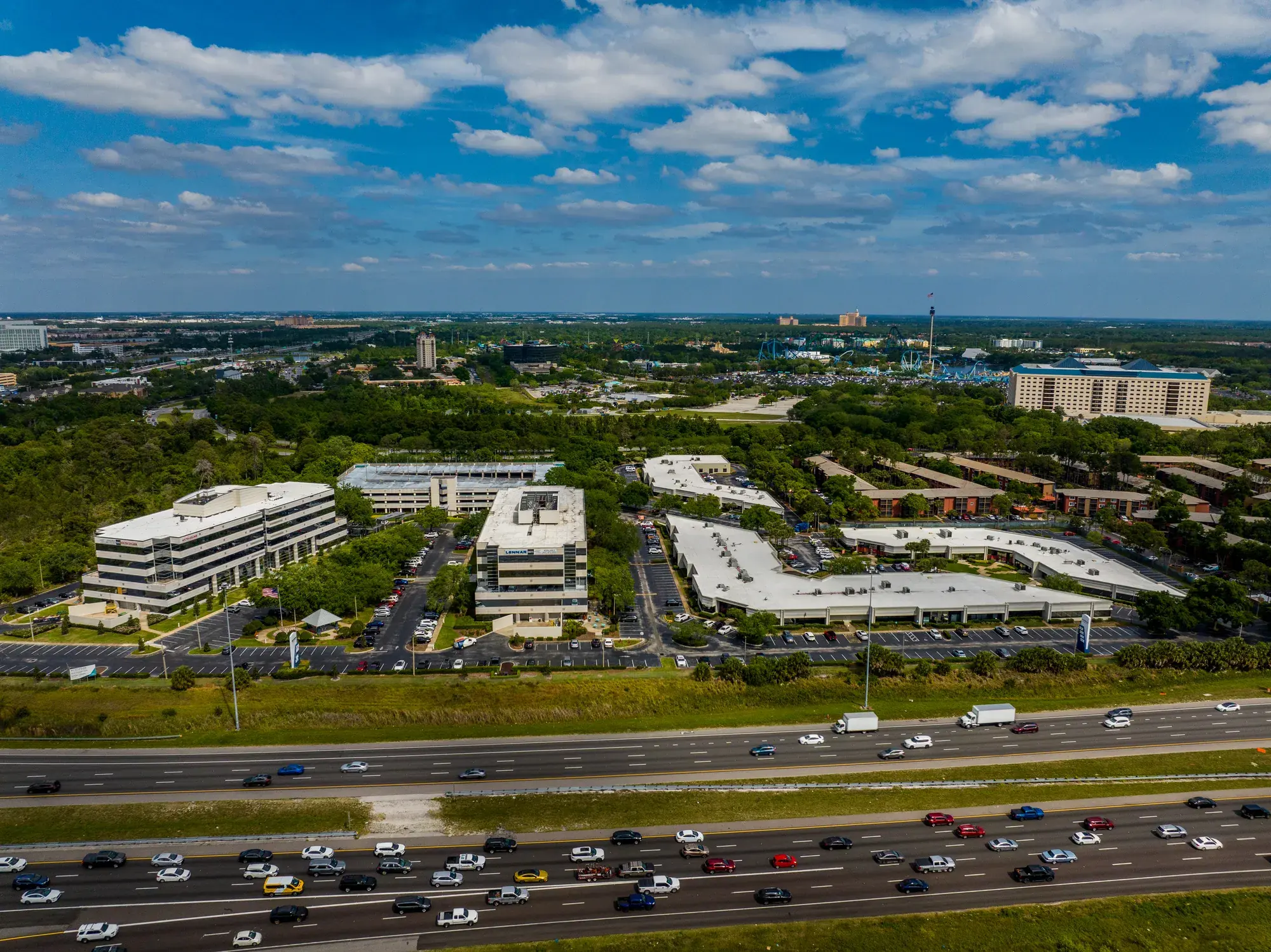 Aerial view of the Westwood Corporate Center office campus