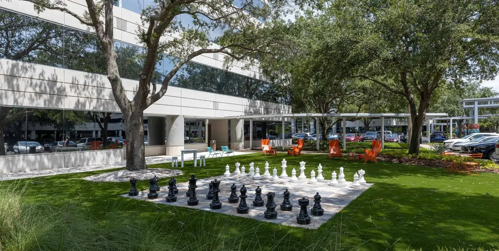 Landscaped outdoor gathering spaces